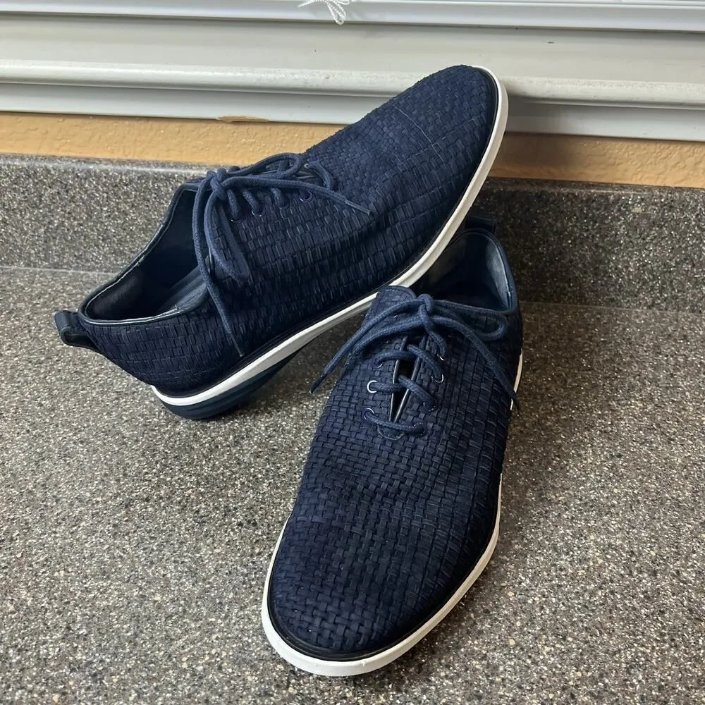 Cole Haan GrandEvolution Mens 8.5M Shoe Blue Woven Leather Casual Comfort Oxford
